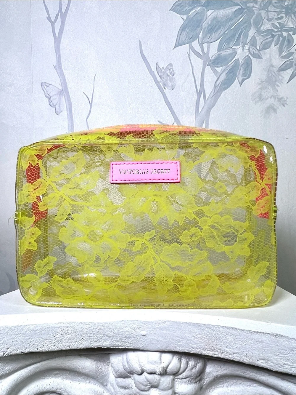 Victoria's Secret Neon Lace Clear Cosmetic Bag Set